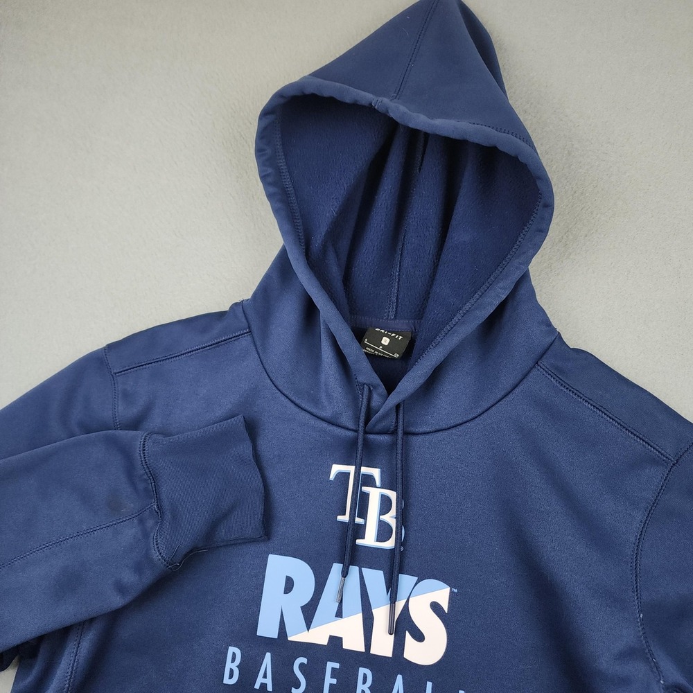 Tampa Bay Rays Hoodie Mens Small Blue MLB Baseball Nike Dri Fit Pullover